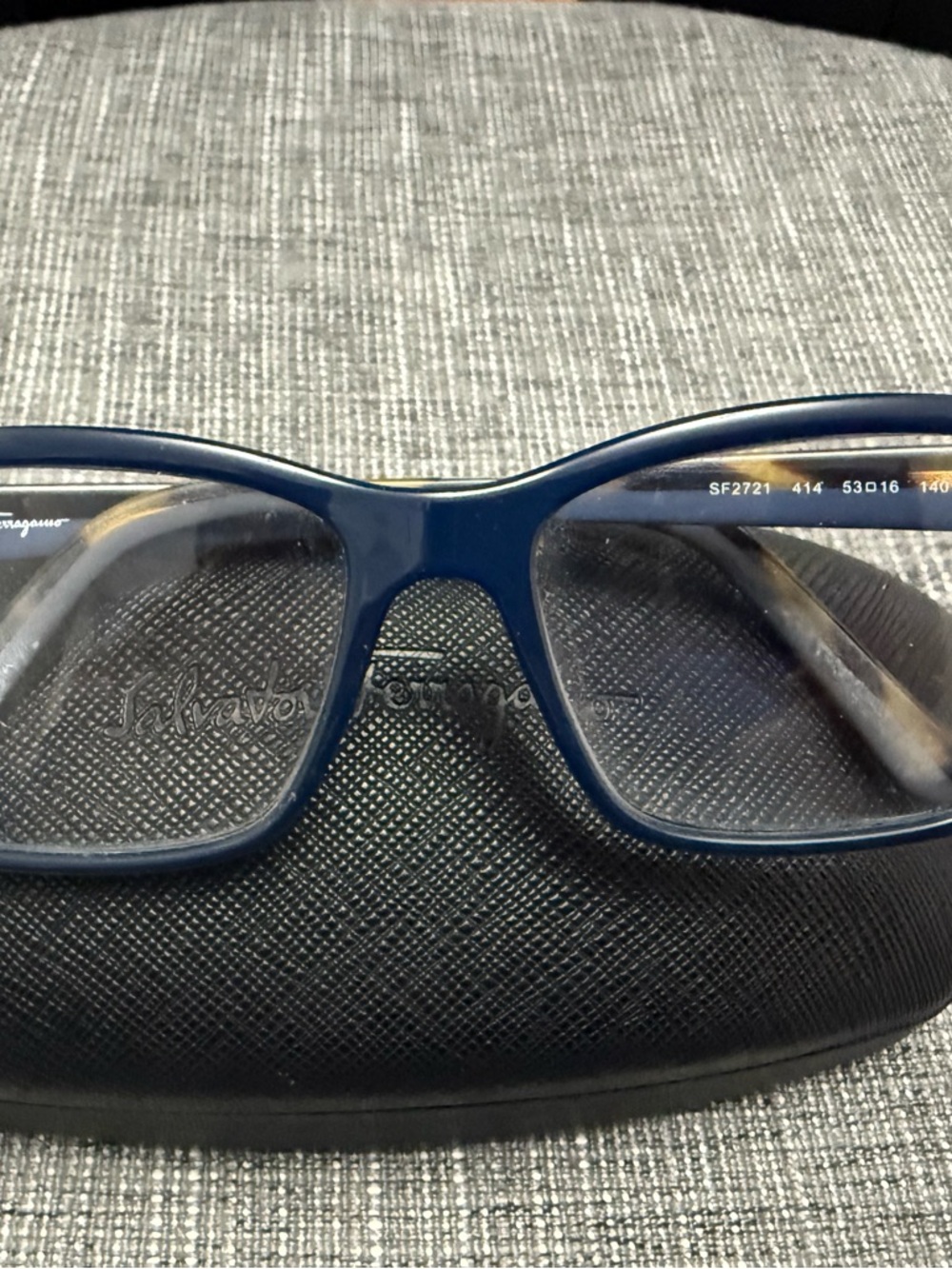 Salvatore Ferragamo Men's Navy Blue Rectangular Optical Frames